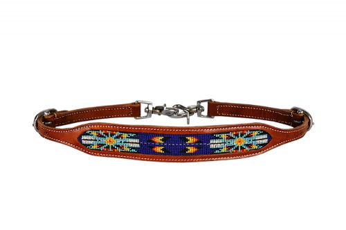 WS-08: Showman ® Medium leather wither strap with royal blue beaded inlay Wither Stap Showman   