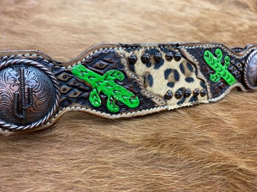 WS-23: Showman ® Cheetah Inlay wither strap with hand painted cactus accents Primary Showman   