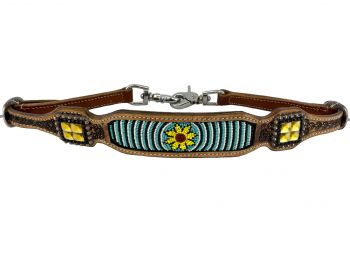 WS-26: Showman ®  wither  strap  with a beaded inlay sunflower design Wither Stap Showman   