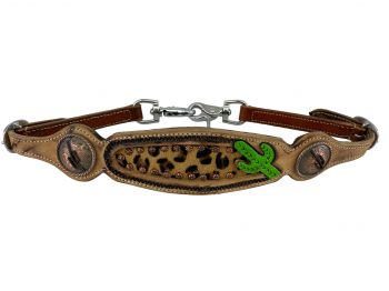 WS-27: Showman ®  wither  strap  with a painted cactus design, cheetah hair on inlay and copper ca Primary Showman   