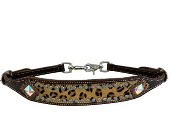 WS-31: Showman ®  wither  strap  with cheetah hair on inlay and copper iridescent stone conchos, w Primary Showman   