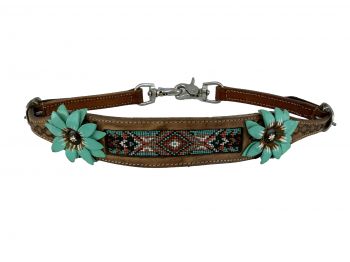 WS-38: Showman ® Hand painted 3D flower wither strap with beaded center Primary Showman   