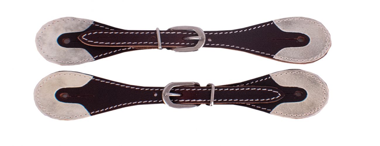 WX-2156M: Showman ® Men's Argentina Cow Leather Spur Straps with Rawhide Overlay Ends Spur Straps Showman   