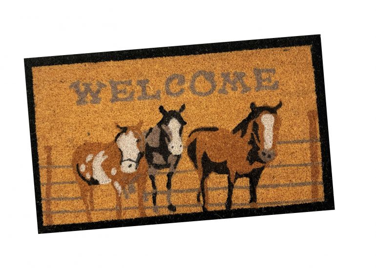 Welcome Horses at Fence Design  Outdoor Door Mat Default Shiloh   