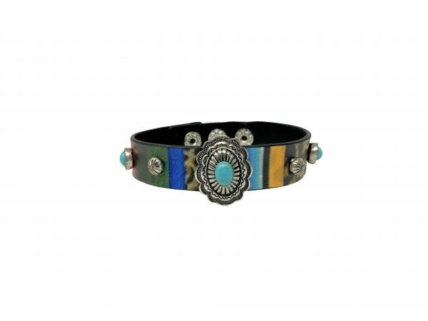 7 Turquoise Conchos on Leather Bracelet w/Buckle - The Perfect Bit