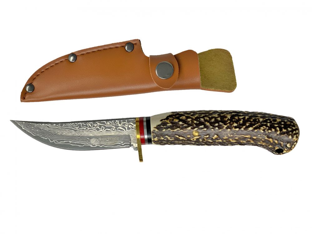 Wild Turkey Damascus Steel 4" Blade with deer antler design 4 Default Shiloh   