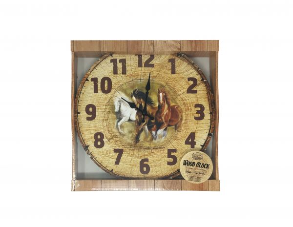 Wood Clock with Horses running wall decor Default Shiloh   